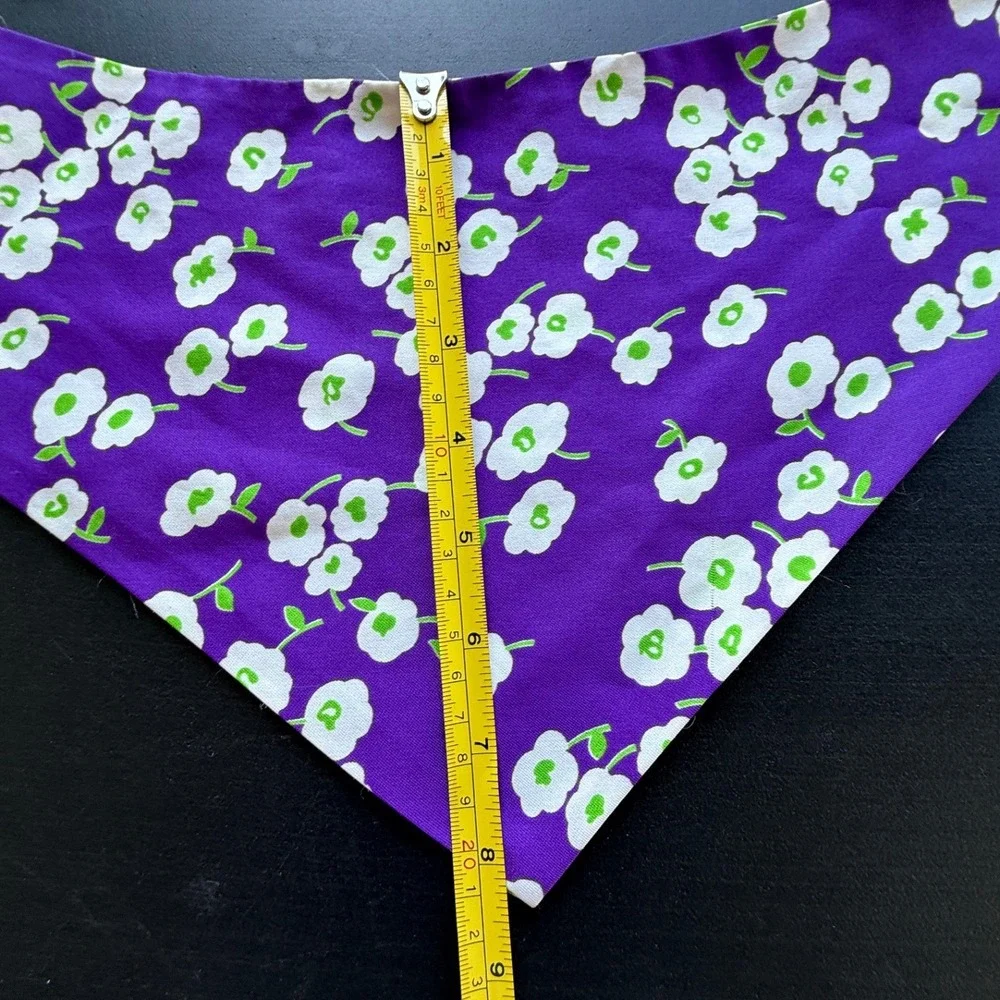 Vintage Purple Floral Headscarf Bandana Hair Accessory Retro 1960s Style